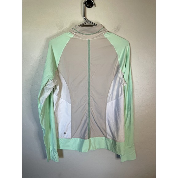 Lululemon White/Gray/Mint Full Zip Beach Runner Jacket Size 10 Running Athletic - Picture 2 of 5